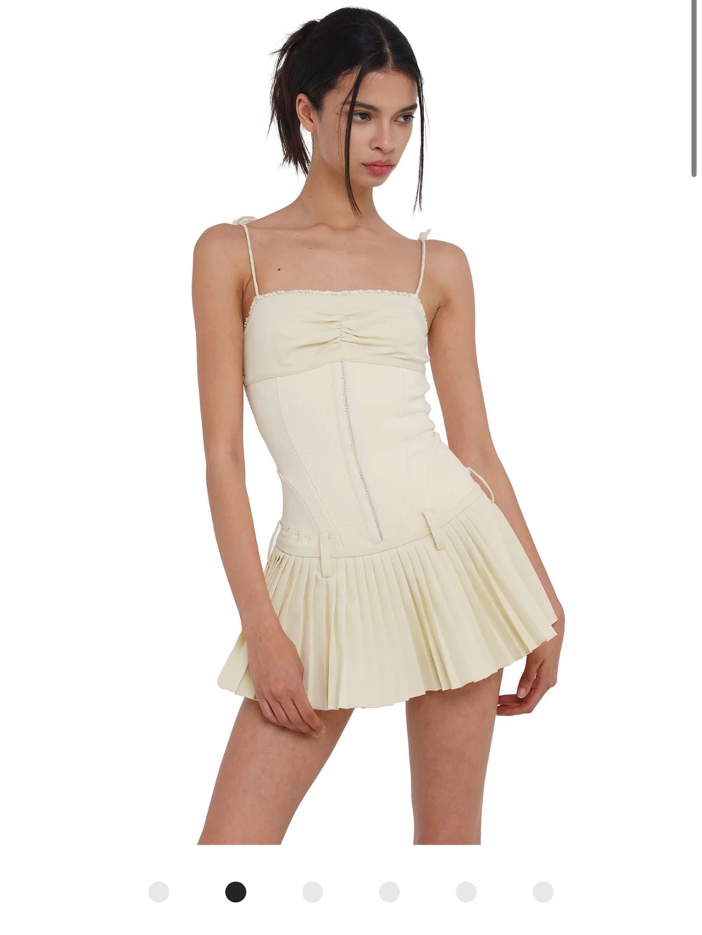 Kimchi Blue Cream Pleated Corset Mini Dress